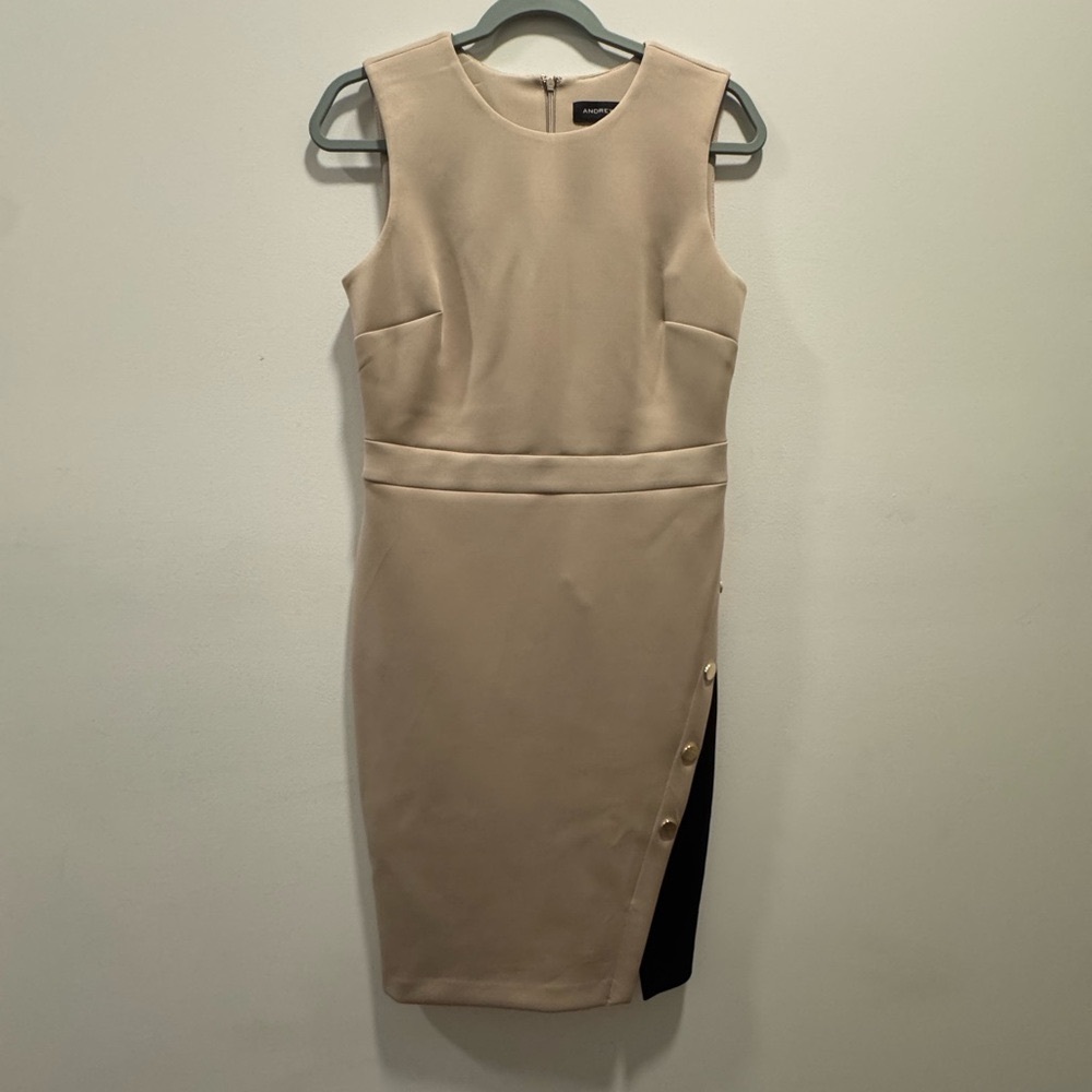 Andrew Marc Tan Sleeveless midi Dress size 6